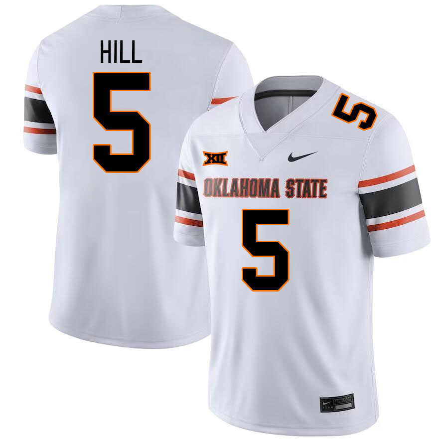 Oklahoma State Cowboys #5 Justice Hill College Football Jerseys Stitched Sale-White
